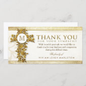 ゴールデンフローラクロスモノグラムサンキュー悔やみや弔慰 サンキューカード (正面/裏面)