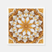 ゴールデンフローラスノーフレーク万華鏡のように千変万化するパターン スタンダードカクテルナプキン (正面)