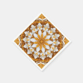 ゴールデンフローラスノーフレーク万華鏡のように千変万化するパターン スタンダードカクテルナプキン (角)