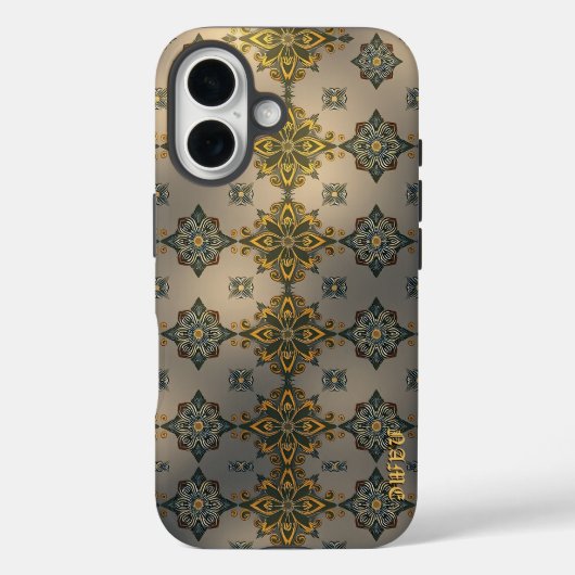 ゴールデンフローラダマスクオングレー Case-Mate iPhoneケース (裏面)