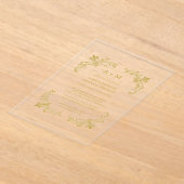 ゴールデンフローラミニマル結婚式招待状 アクリル招待状 (レイダウン)