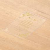 ゴールデンフローラミニマル結婚式招待状 アクリル招待状 (レイダウン)