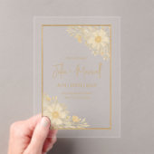ゴールデンフローラミニマル結婚式招待状 アクリル招待状 (インサイチュ (ポータブル))