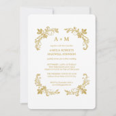 ゴールデンフローラミニマル結婚式招待状 招待状 (正面)