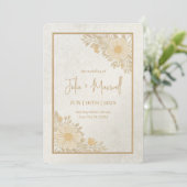 ゴールデンフローラミニマル結婚式招待状 招待状 (スタンド正面)