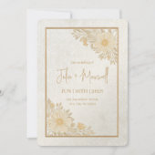 ゴールデンフローラミニマル結婚式招待状 招待状 (正面)