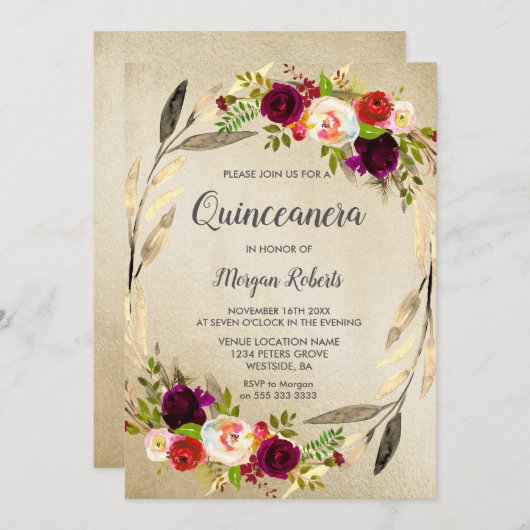 ゴールデンフローラリースキンセアニェラ招待状 招待状 (正面/裏面)