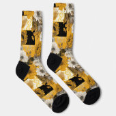 **ゴールデンフローラルソックス - オーダーメイドアーティスティックデザイン** ソックス (右)