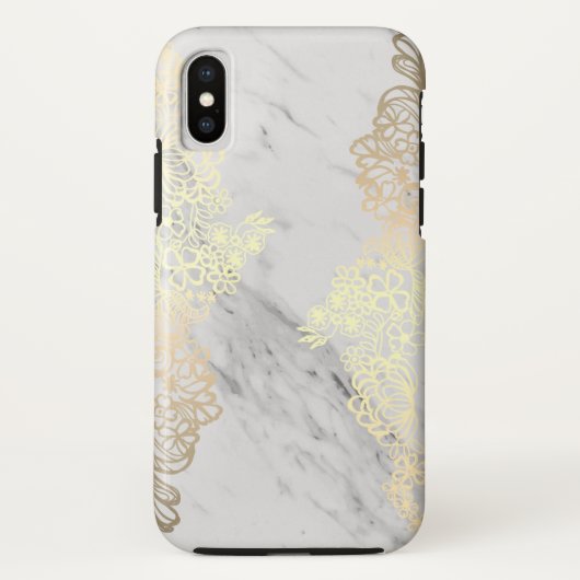ゴールデンフローラル柄と大理石 Case-Mate iPhoneケース (裏面)