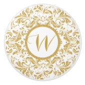 ゴールデンフローラレースグリッターテクスチャ セラミックノブ (正面)