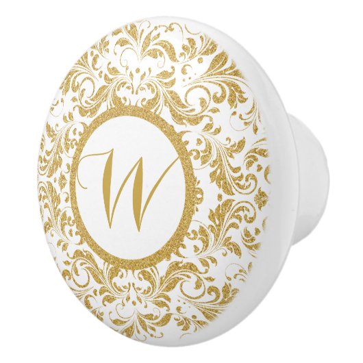 ゴールデンフローラレースグリッターテクスチャ セラミックノブ (右)