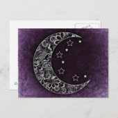 ゴールデンフローラ三日月と星の上の紫 ポストカード (正面/裏面)