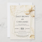 ゴールデンフローラ咲き モダン結婚式 招待状 (正面)