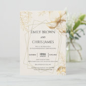 ゴールデンフローラ咲き モダン結婚式 招待状 (スタンド正面)