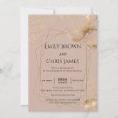 ゴールデンフローラ咲き モダン結婚式 招待状 (正面)