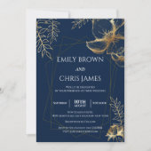 ゴールデンフローラ咲き モダン結婚式 招待状 (正面)