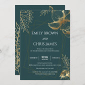 ゴールデンフローラ咲き モダン結婚式 招待状 (正面/裏面)