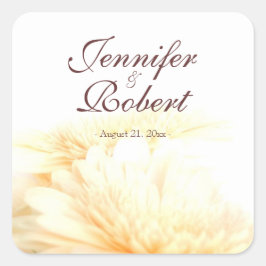 ゴールデンフローラ新郎新婦結婚のステッカー スクエアシール