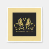 ゴールデンフローラ結婚エンブレム スタンダードカクテルナプキン (正面)