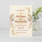 ゴールデンフローラ結婚式招待状カード 招待状 (スタンド正面)