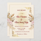 ゴールデンフローラ結婚式招待状カード 招待状 (正面/裏面)