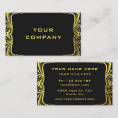 ゴールデンフローラ金ゴールド文字ブラックビジネスカード 名刺 (正面/裏面)