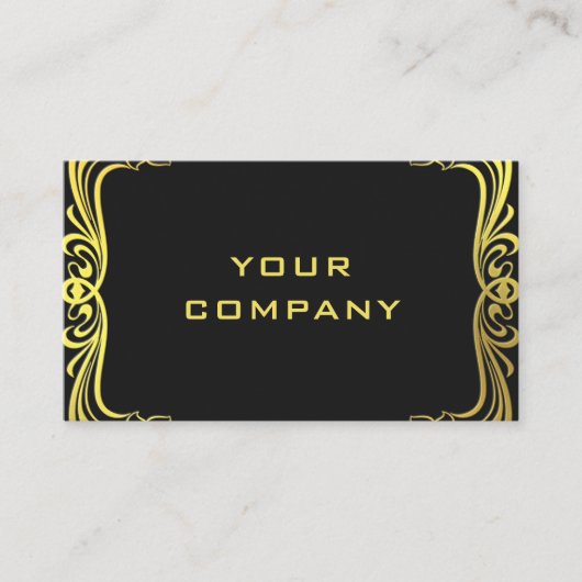 ゴールデンフローラ金ゴールド文字ブラックビジネスカード 名刺 (正面)