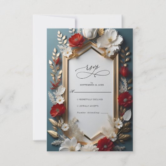 ゴールデンフローラ離れのモチ結婚ーフ 出欠カード (正面)