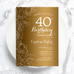 ゴールデンフローラ40th誕生日パーティー 招待状<br><div class="desc">ゴールデンフローラ40th誕生日パーティの招待状。ボタニカルモダンアウトラインスケッチのアクセントとタイポグラフィスクリプトフォントを特徴とするミニマルデザイン。トレンディーシンプル招待状カードは女性の日スタイリッシュお祝いに最適。任意のカスタマイズ年齢にすることができる。印刷されたZazzle招待状または即時ダウンロードのデジタル印刷可能なテンプレート。</div>