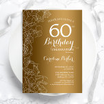 ゴールデンフローラ60thバースデーパーティー 招待状<br><div class="desc">ゴールデンフローラ60th誕生日パーティーの招待状。ボタニカルモダンアウトラインスケッチのアクセントとタイポグラフィスクリプトフォントを特徴とするミニマルデザイン。トレンディーシンプル招待状カードは女性の日スタイリッシュお祝いに最適。任意のカスタマイズ年齢にすることができる。印刷されたZazzle招待状または即時ダウンロードのデジタル印刷可能なテンプレート。</div>
