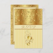 ゴールデンフローラ、ハートウェディングRSVP招待状 出欠カード (正面/裏面)