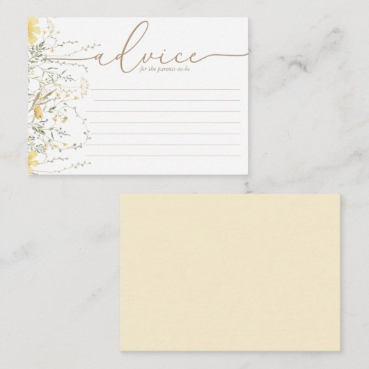 ゴールデンフローラ |ワイルドフラワーベビーシャワーアドバイスカード アドバイスカード (正面/裏面)