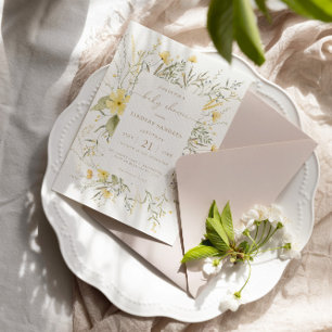 ゴールデンフローラ Wildflower Baby Shower 招待状