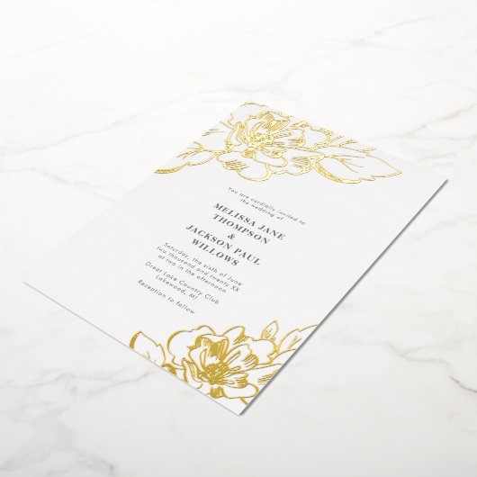 ゴールデンフローレ結婚レガントデザイン 箔招待状 (回転した状態)