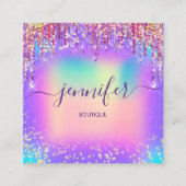 ゴールデンブティックショップグリッタードリプスホログラフ スクエア名刺 (正面)