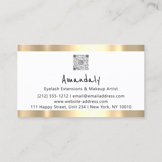 ゴールデンブティックショップQRコードロゴピンクローズ 名刺 (裏面)