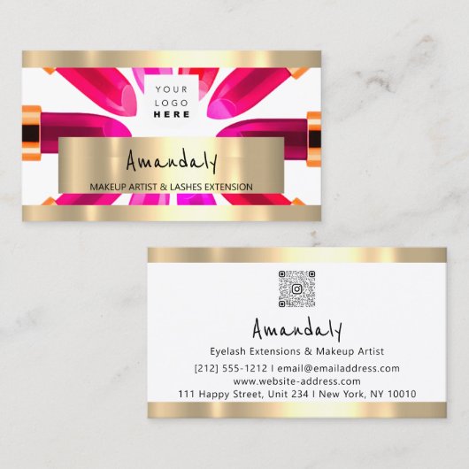 ゴールデンブティックショップQRコードロゴメイクアップアーティスト 名刺 (正面/裏面)