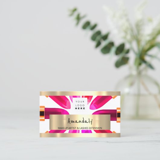 ゴールデンブティックショップQRコードロゴメイクアップアーティスト 名刺 (スタンド正面)