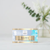 ゴールデンブティックショップQRコードロゴライトブルー 名刺 (スタンド正面)