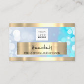 ゴールデンブティックショップQRコードロゴライトブルー 名刺 (正面)