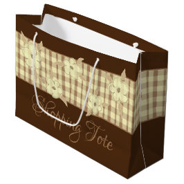 ゴールデンブラウンの格子縞 ラージペーパーバッグ