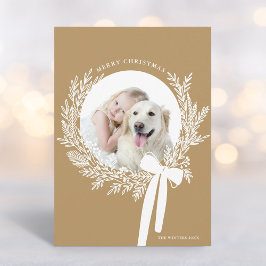 ゴールデンブラウンクリスマスリースミニマル写真 シーズンカード