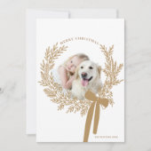 ゴールデンブラウンクリスマスリースミニマル写真 シーズンカード (正面)