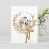 ゴールデンブラウンクリスマスリースミニマル写真 シーズンカード (スタンド正面)