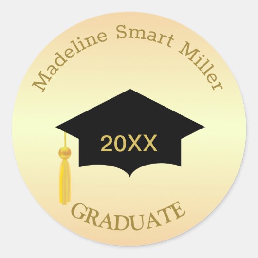 ゴールデンブラウンシェード大学院ステッカー ラウンドシール (正面)