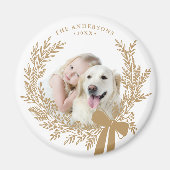 ゴールデンブラウンシンプルクリスマスリース写真 マグネット (正面)