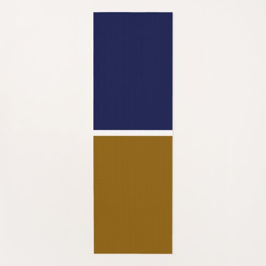 ゴールデンブラウンネイビーブルーホワイトバンドカラーブロック ヨガマット (正面)