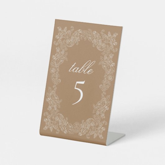 ゴールデンブラウンヴィンテージ植物性リーステーブル 台座サイン (正面)