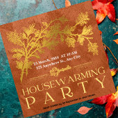 ゴールデンブラウン引っ越し祝いパーティーパーティの招待状 招待状