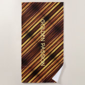 ゴールデンブラウン斜ストライプ線パーソナライズされた ビーチタオル (正面)